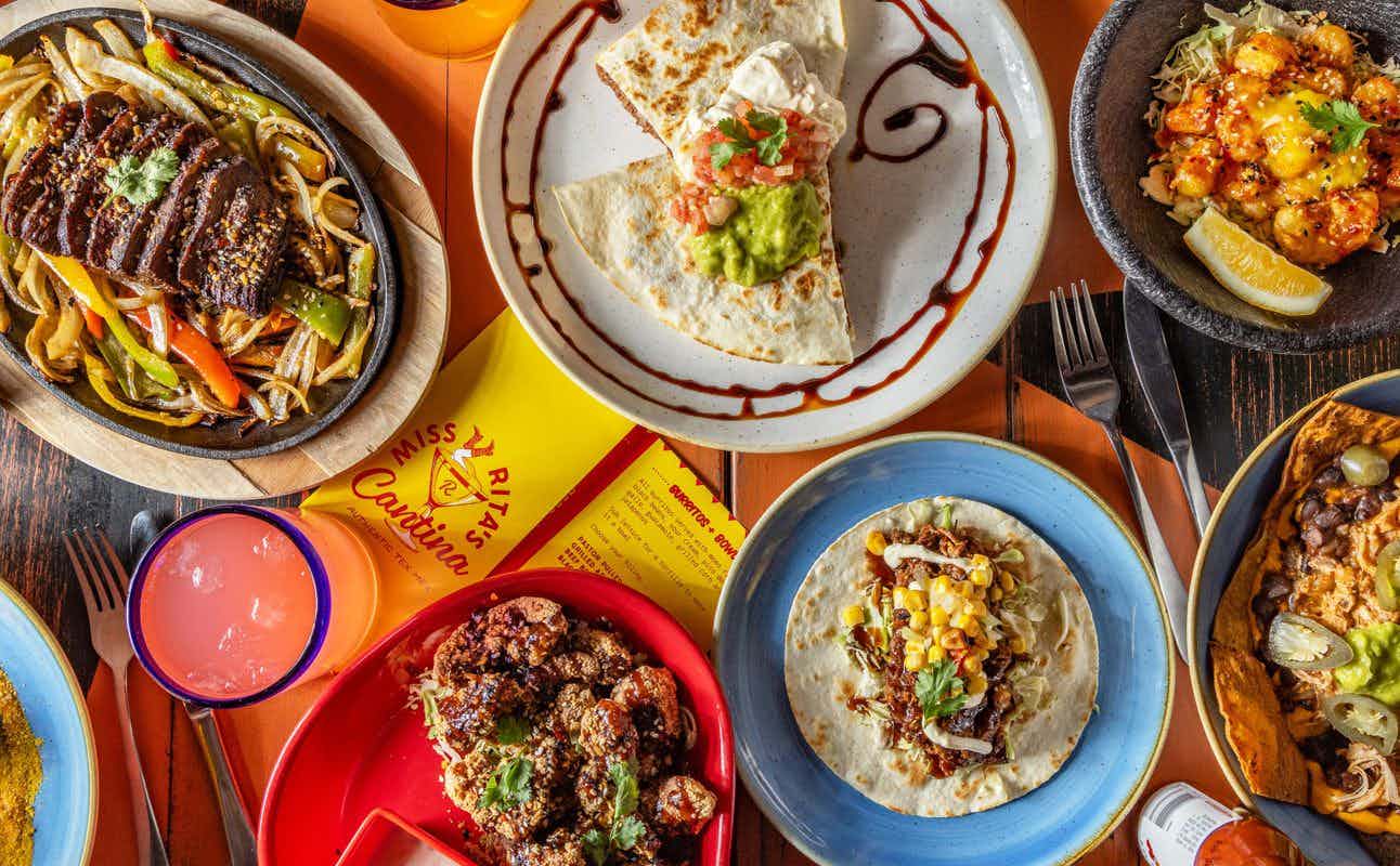 Enjoy Mexican, Dairy Free Options, Vegan Options, Vegetarian options, Restaurant, Child-Friendly, Wheelchair accessible, Indoor & Outdoor Seating, $$$, Date night, Special Occasion, Families and Groups cuisine at Miss Rita's Cantina in Queenstown CBD, Queenstown